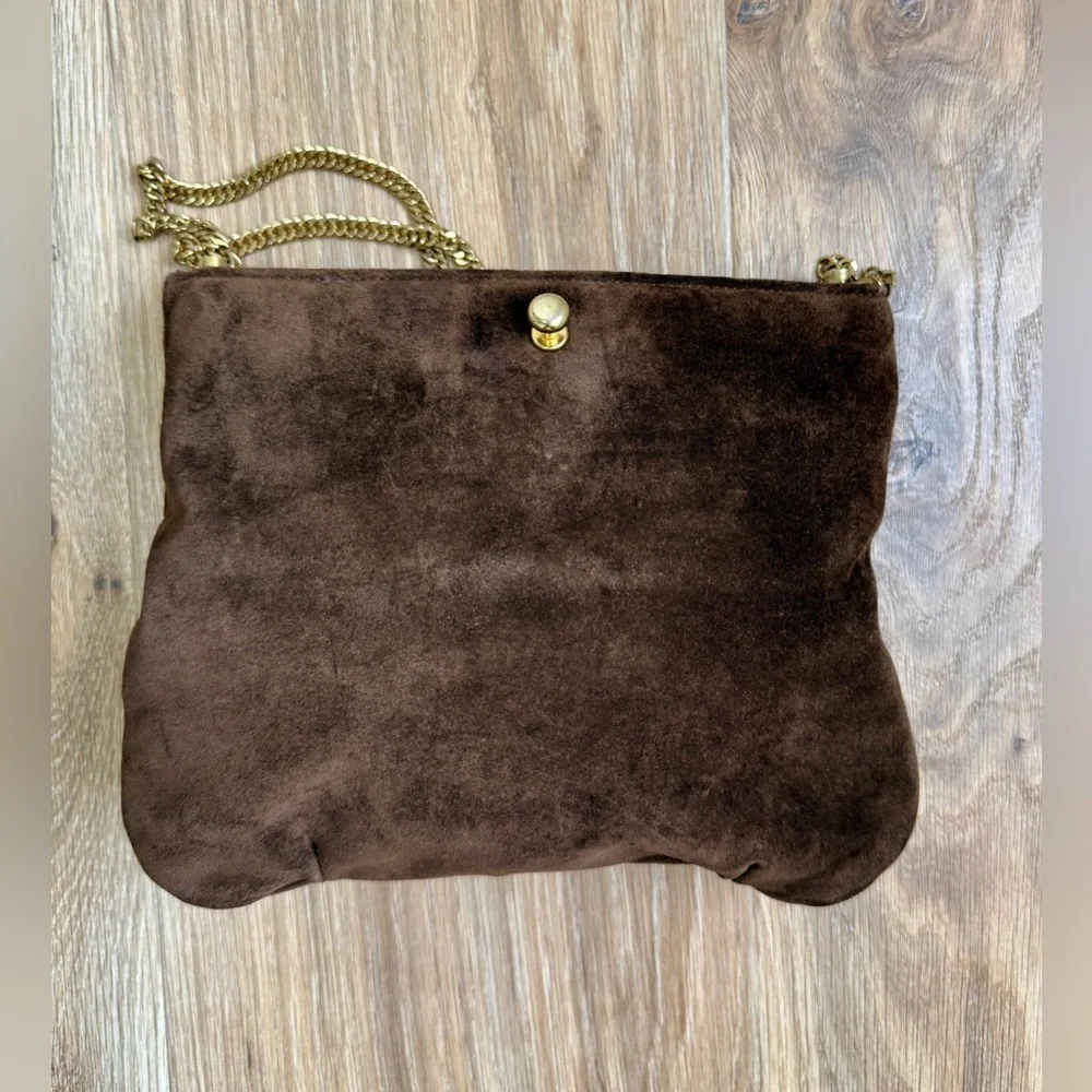 Ruth Saltz Vintage 80s Brown Suede & Snakeskin Cougar Head Shoulder Bag